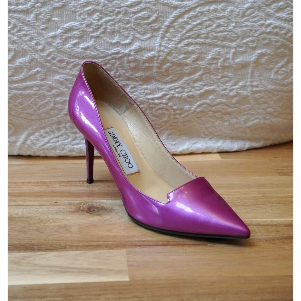 Jimmy Choo Ari Stiletto High Heels Pumps Patent Leather Hot Pink Size 36